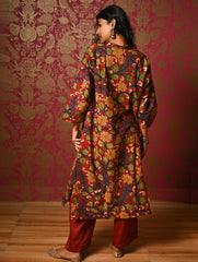 Exclusive, Authentic Kalamkari Cotton Loose Fit Kurta Set - Red Flora (2 pc set)