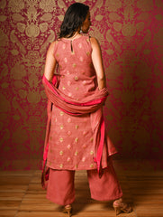 Light Festive. Soft Benarasi Kurta Set - Rose Petals ( 3 pc set)