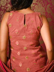 Light Festive. Soft Benarasi Kurta Set - Rose Petals ( 3 pc set)