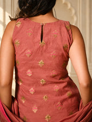 Light Festive. Soft Benarasi Kurta Set - Rose Petals ( 3 pc set)