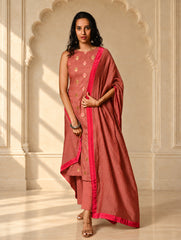 Light Festive. Soft Benarasi Kurta Set - Rose Petals ( 3 pc set)