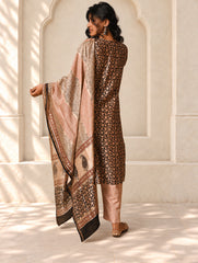 Light Festive. Bagru Hand Block Printed Chanderi Kurta Set - Gulshan ( 3 pc set)