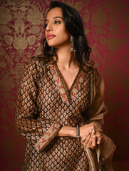 Light Festive. Bagru Hand Block Printed Chanderi Kurta Set - Gulshan ( 3 pc set)
