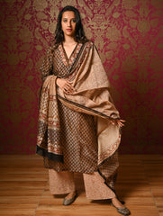 Light Festive. Bagru Hand Block Printed Chanderi Kurta Set - Gulshan ( 3 pc set)