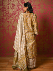 Light Festive. Bagru Hand Block Printed Chanderi Kurta Set - Hariyali ( 3 pc set)
