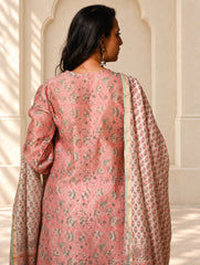 Light Festive. Bagru Hand Block Printed Chanderi Kurta Set - Gulab ( 3 pc set)