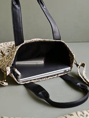 The Traveller’s Collection: Handblock Print Conference Bag - Ebony Floral Tote