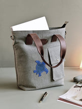 Kantha Caravan Collection: The Kantha & Canvas Conference Bag - Mist Turtle Tote