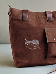 Kantha Caravan Collection: The Kantha & Canvas Conference Bag - Cocoa Fish Tote