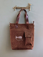 Kantha Caravan Collection: The Kantha & Canvas Conference Bag - Cocoa Fish Tote