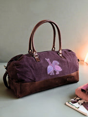 Kantha Caravan Collection: The Kantha & Canvas Duffle Bag - Plum Peafowl (Large)