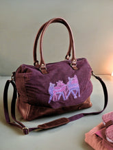 Kantha Caravan Collection: The Kantha & Canvas Duffle Bag - Mulberry Deer (Large)