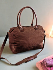 Kantha Caravan Collection: The Kantha & Canvas Duffle Bag - Chestnut Deer