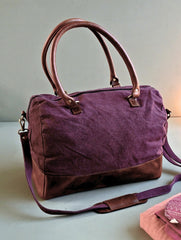 Kantha Caravan Collection: The Kantha & Canvas Duffle Bag - Plum Deer