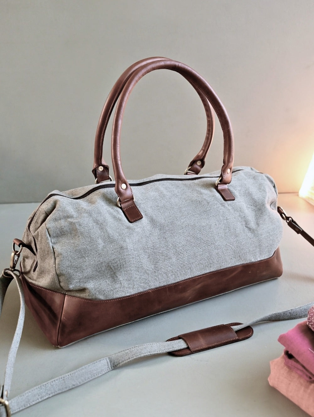 Kantha Caravan Collection: The Kantha & Canvas Duffle Bag - Cobalt Turtle