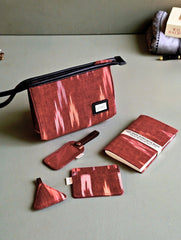 The Traveller’s Collection: Ikkat Travel Set - Chic Rust (Set of 5)