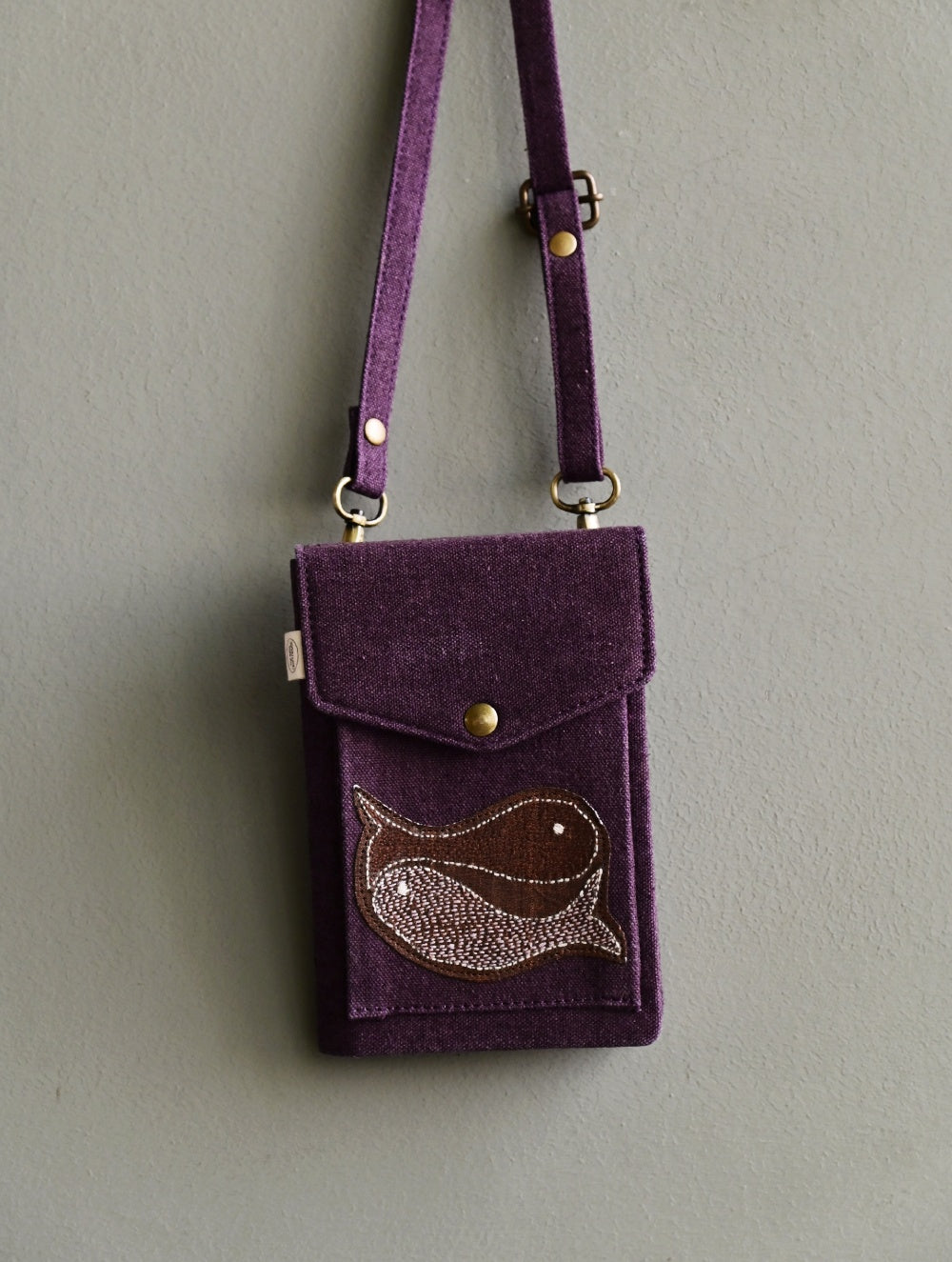Kantha Caravan Collection: The Kantha & Canvas Cross Body Sling Bag with Journal - Plum Whales