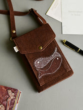 Kantha Caravan Collection: The Kantha & Canvas Cross Body Sling Bag with Journal - Tan Whales