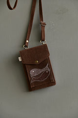 Kantha Caravan Collection: The Kantha & Canvas Cross Body Sling Bag with Journal - Tan Whales