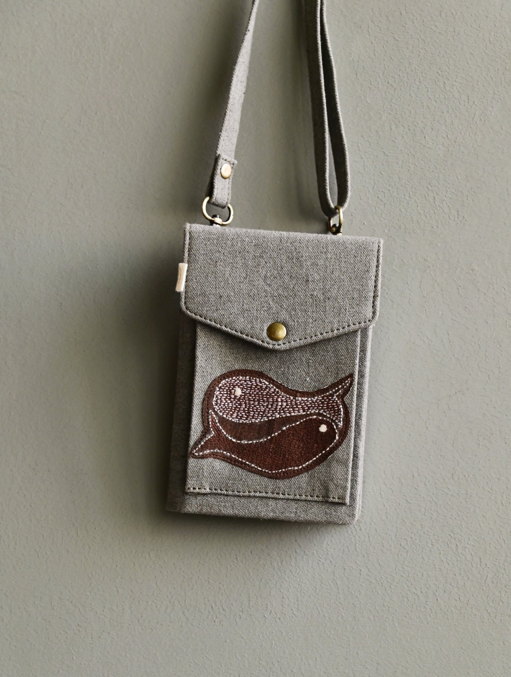 Kantha Caravan Collection: The Kantha & Canvas Cross Body Sling Bag with Journal - Slate Whales