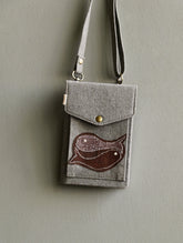 Kantha Caravan Collection: The Kantha & Canvas Cross Body Sling Bag with Journal - Slate Whales