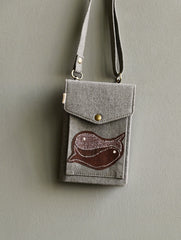 Kantha Caravan Collection: The Kantha & Canvas Cross Body Sling Bag with Journal - Slate Whales