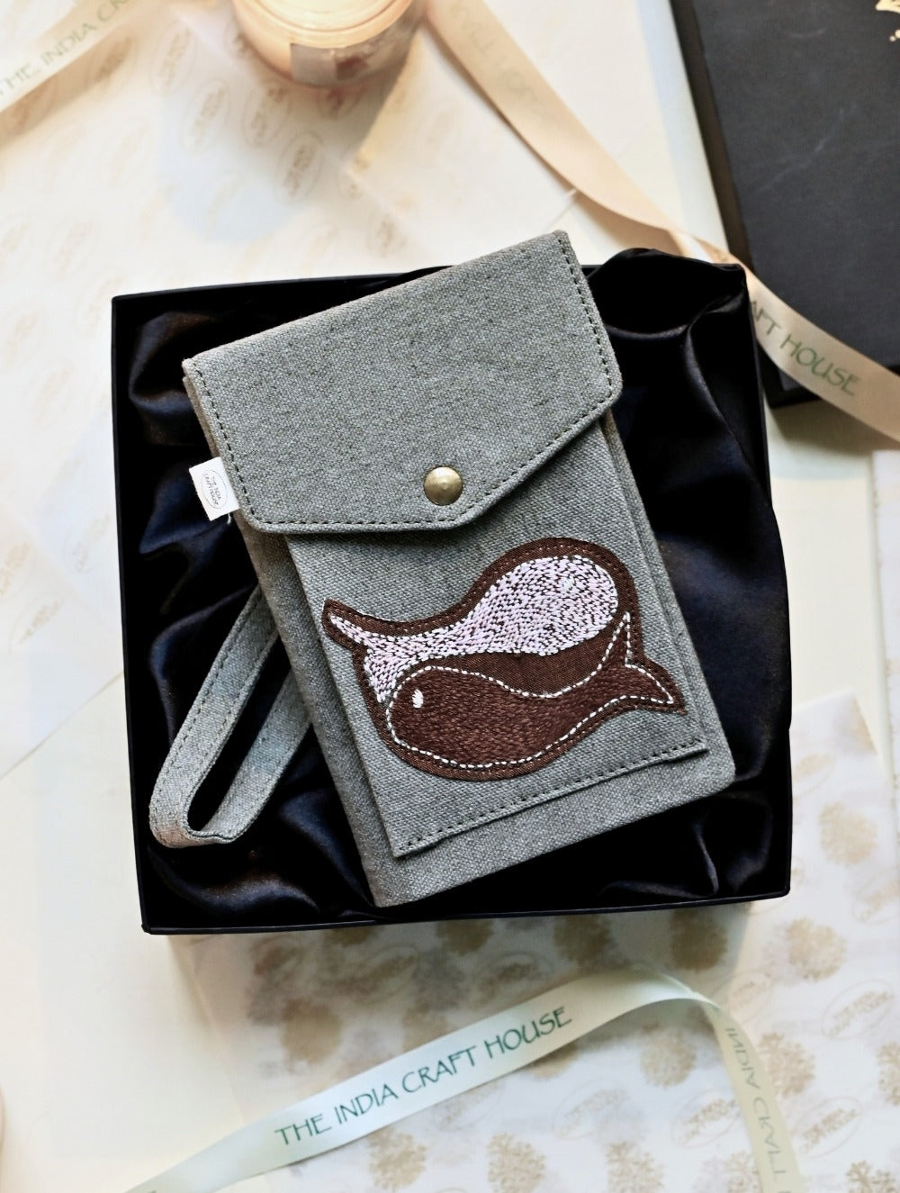 Kantha Caravan Collection: The Kantha & Canvas Cross Body Sling Bag with Journal - Piscean Slate