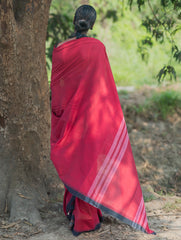 Bengal Weaves. Handwoven Soft Cotton Saree - Ruby Rose