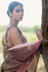 Bengal Weaves. Handwoven Soft Cotton Saree - Cocoa Breeze