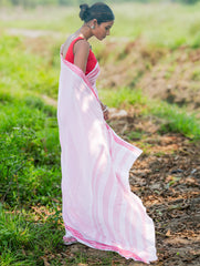 Bengal Weaves. Handwoven Soft Cotton Saree - Rose Grids