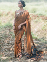 Bengal Weaves. Handwoven Soft Cotton Saree - Copper Dusk