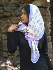 Light & Soft. Handcrafted Silk Batik Scarf - Lilac Meadow