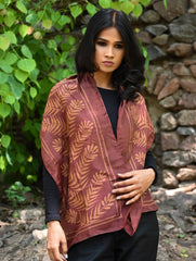 Light & Soft. Handcrafted Silk Batik Scarf - Cocoa Fern