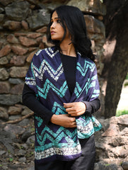 Light & Soft. Handcrafted Silk Batik Scarf - Midnight Tide