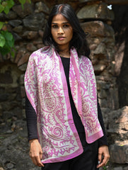 Light & Soft. Handcrafted Silk Batik Scarf - Mauve Vines