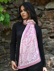 Light & Soft. Handcrafted Silk Batik Scarf - Mauve Vines
