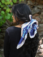 Light & Soft. Handcrafted Silk Batik Scarf - Indigo Grove