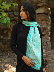 Light & Soft. Handcrafted Silk Batik Scarf - Seafoam Mist