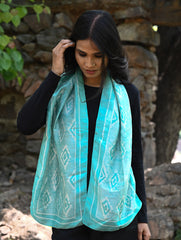 Light & Soft. Handcrafted Silk Batik Scarf - Seafoam Mist
