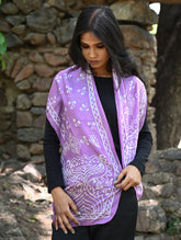 Light & Soft. Handcrafted Silk Batik Scarf - Lilac Garden
