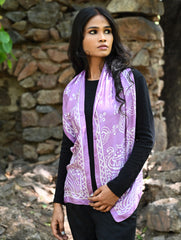 Light & Soft. Handcrafted Silk Batik Scarf - Lilac Garden