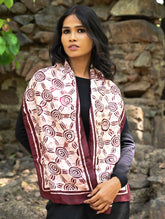 Light & Soft. Handcrafted Silk Batik Scarf - Sun Maroon