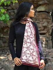 Light & Soft. Handcrafted Silk Batik Scarf - Sun Maroon