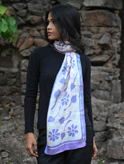 Light & Soft. Handcrafted Silk Batik Scarf - Lavender Bouquet