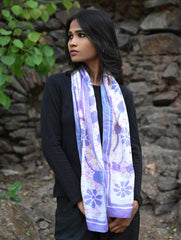 Light & Soft. Handcrafted Silk Batik Scarf - Lavender Bouquet