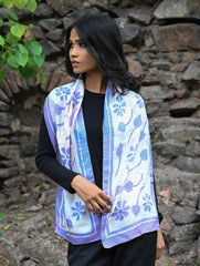 Light & Soft. Handcrafted Silk Batik Scarf - Lavender Bouquet