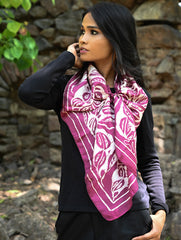 Light & Soft. Handcrafted Silk Batik Scarf - Mulberry Vine