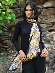 Light & Soft. Handcrafted Silk Batik Scarf - Golden Web