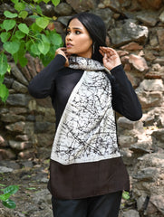 Light & Elegant. Handcrafted Silk Batik Stole - Cocoa Forest