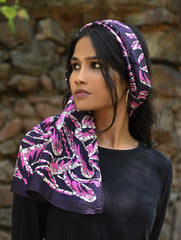 Light & Elegant. Handcrafted Silk Batik Scarf - Pink Orchids